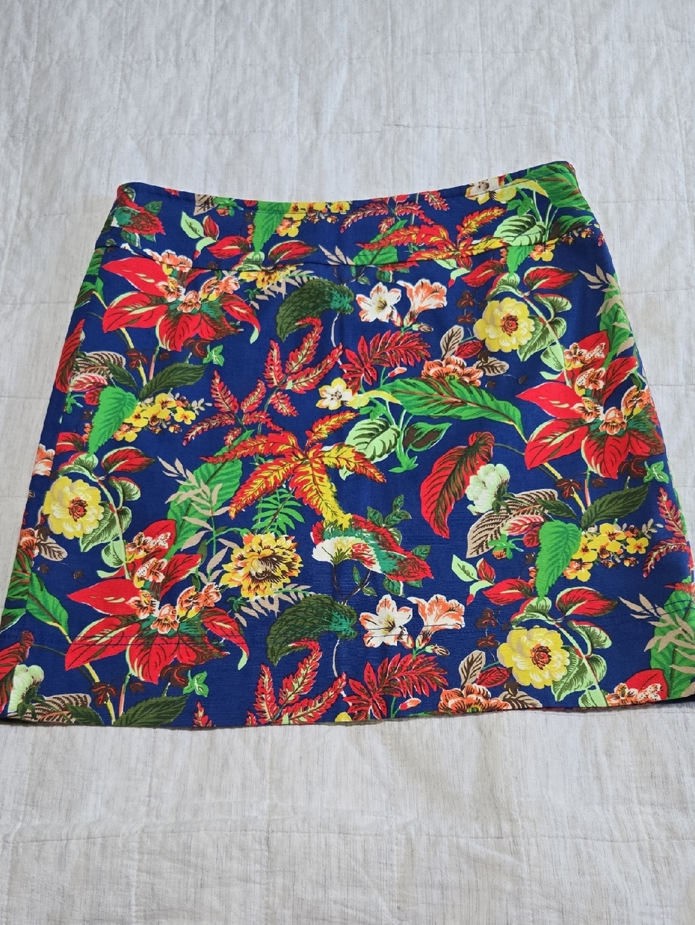Talbots Blue Tropical Floral Mini Skirt
